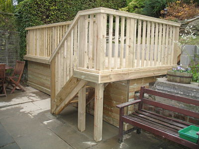 Raised decking with staircase